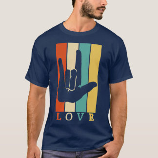Asl Liebe Vintage Retro-Zeichensprache T-Shirt
