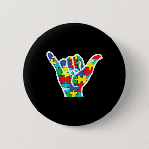 Asl Liebeszeichen Hand Autismus-Bewusstsein Mutter Button