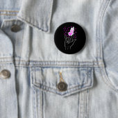 Asl Liebeszeichen Schmetterling Brustkrebs-Bewusst Button (Beispiel)