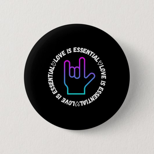 Asl Love Sign Disability Awareness  Button (Vorderseite)