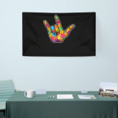 ASL Love Sign Language Autism Awareness Support Banner (Messeveranstaltung)