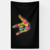 ASL Love Sign Language Autism Awareness Support Banner (Vertikal)