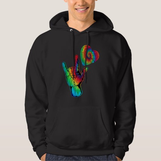 ASL Love Sign Language Autism Awareness Support Hoodie (Vorderseite)