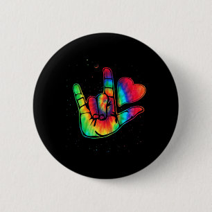 ASL Love Sign Language Hand Autism Awareness Suppo Button