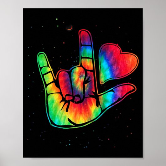 ASL Love Sign Language Hand Autism Awareness Suppo Poster (Vorne)