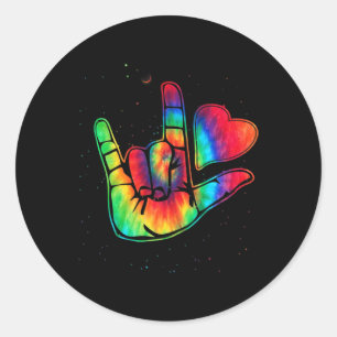 ASL Love Sign Language Hand Autism Awareness Suppo Runder Aufkleber