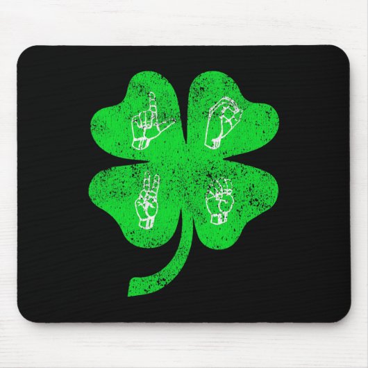 Asl Love Sign Language St Patrick's Day Deaf Aware Mousepad (Vorne)