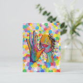 ASL Mutter auf einer Blase Hintergrund Postkarte (Stehend Vorderseite)