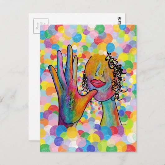 ASL Mutter auf einer Blase Hintergrund Postkarte (Vorne/Hinten)