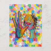 ASL Mutter auf einer Blase Hintergrund Postkarte (Vorderseite)