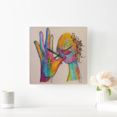 Asl-Mutter Quadratische Wanduhr (Zuhause)