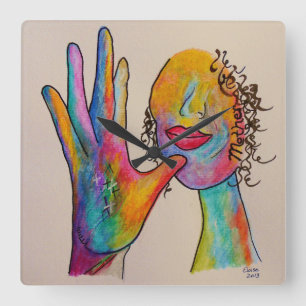 Asl-Mutter Quadratische Wanduhr