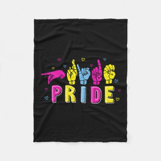 Asl Pride Pan Rainbow Sign Language Deaf Awareness Fleecedecke (Vorderseite)