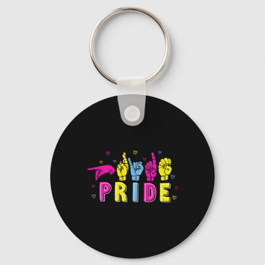 Asl Pride Pan Rainbow Sign Language Deaf Awareness Schlüsselanhänger (Vorderseite)