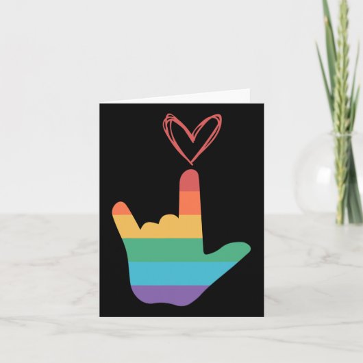 Asl Rainbow Liebe Symbol Deaf Karte (Vorderseite)
