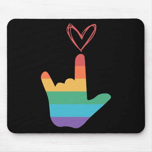 ASL Rainbow Liebe Symbol Deaf Mousepad (Vorne)