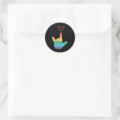 ASL Rainbow Liebe Symbol Deaf Runder Aufkleber (Tasche)