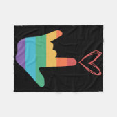 Asl Regenbogen-Liebe-Symbol Gehörlos Fleecedecke (Vorderseite (Horizontal))