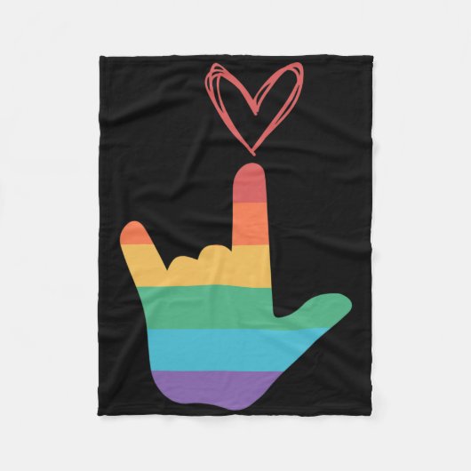 Asl Regenbogen-Liebe-Symbol Gehörlos Fleecedecke (Vorderseite)
