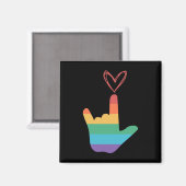 Asl Regenbogen-Liebe-Symbol Gehörlos Magnet (Vorderseite/Rückseite)