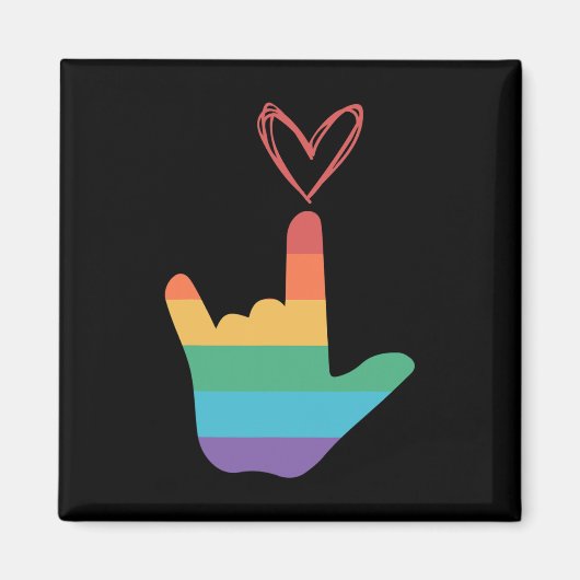 Asl Regenbogen-Liebe-Symbol Gehörlos Magnet (Vorne)