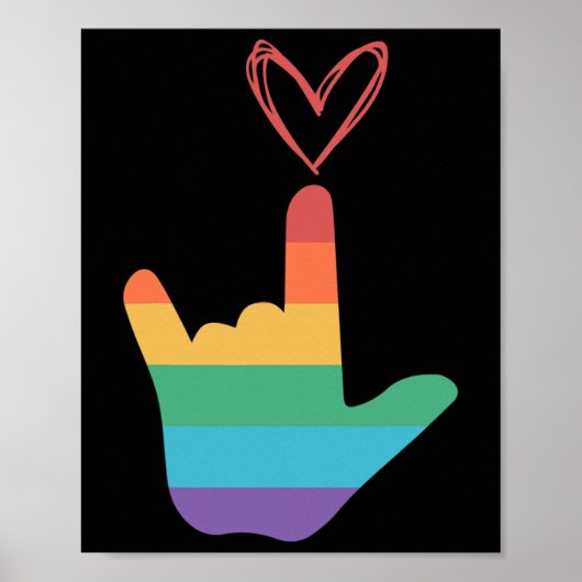 Asl Regenbogen-Liebe-Symbol Gehörloser Poster (Vorne)
