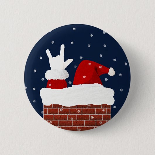 ASL Santa w/ I Liebe Sie handprägen Weihnachtsscha Button (Vorderseite)