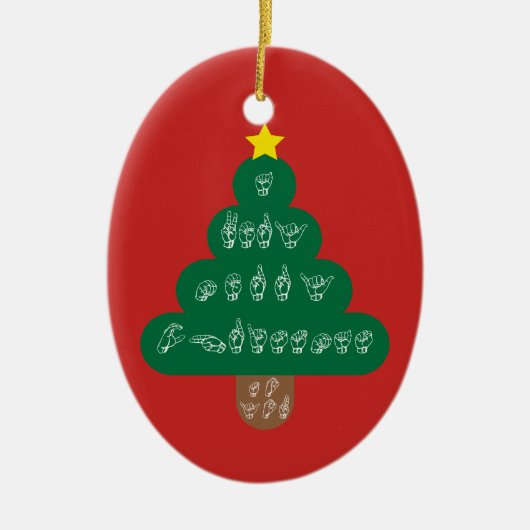 ASL - Sehr frohen Weihnachten zu Ihnen verzieren Keramik Ornament (Vorne)