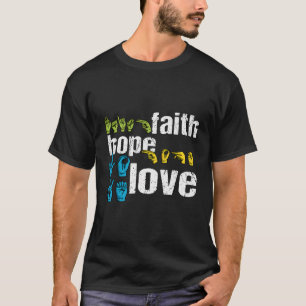 Asl Shirt Faith Hope Liebe Colorful American Sign