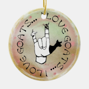 ASL SIGN I LIEBE GOATS CHRISTMAS ORNAMENT