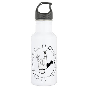 ASL SIGN I LIEBE GOATS! EDELSTAHLFLASCHE