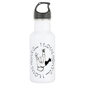 ASL SIGN I LIEBE GOATS! EDELSTAHLFLASCHE