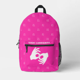 ASL Sign Language Backpack – Hot Magenta Bedruckter Rucksack