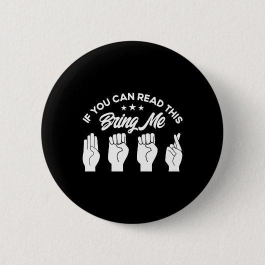 Asl Sign Language Bring Me Beer Deaf  Button (Vorderseite)