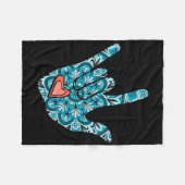 Asl Sign Language I Love You Gesture Heart Deaf Aw Fleecedecke (Vorderseite (Horizontal))