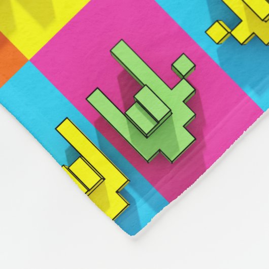 ASL Sign Language Pixel Liebe Pop Fleece Blanket (Ecke)