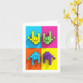 ASL Sign Language Pixel Liebe Pop Grußkarte Karte (Gelbe Blume)