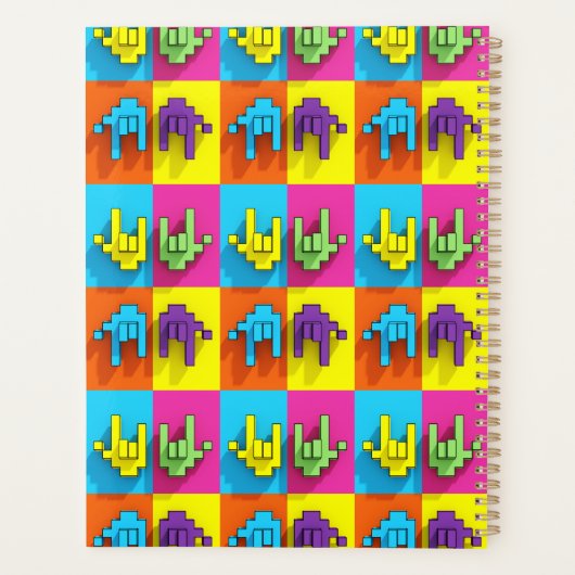 ASL Sign Language Pixel Love Pop Planner Planer (Rückseite)