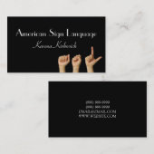 ASL Sign Language Translator Business Card Visitenkarte (Vorne/Hinten)