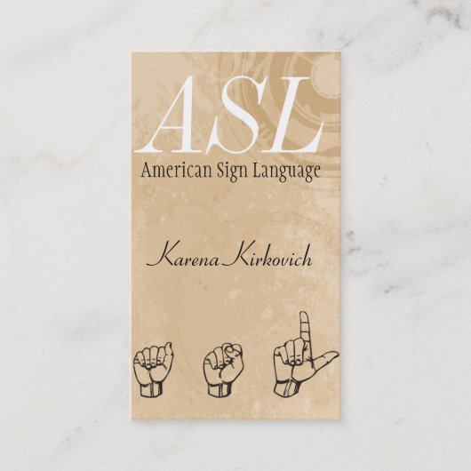 ASL Sign Language Translator Business Card Visitenkarte (Vorderseite)