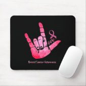 Asl Sign Love Breast Cancer Awareness Pink Ribbon Mousepad (Mit Mouse)