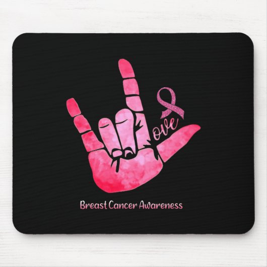 Asl Sign Love Breast Cancer Awareness Pink Ribbon Mousepad (Vorne)