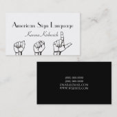 ASL-Signatur-Sprachübersetzer-Visitenkarte Visitenkarte (Vorne/Hinten)