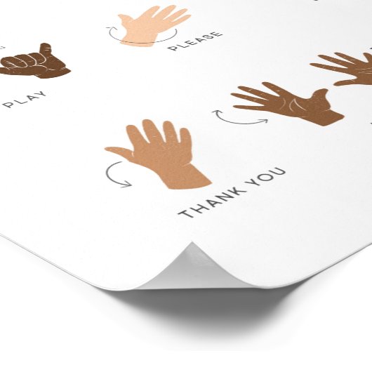 ASL Signature Language & Basic Signature Artwork K Poster (Ecke)