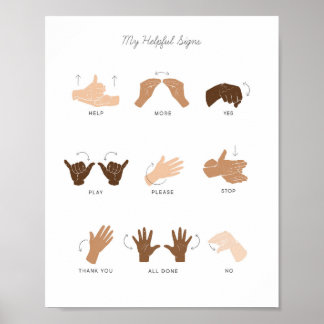 ASL Signature Language & Basic Signature Artwork K Poster