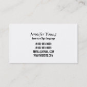 ASL, Signature Language Business Card Visitenkarte (Rückseite)