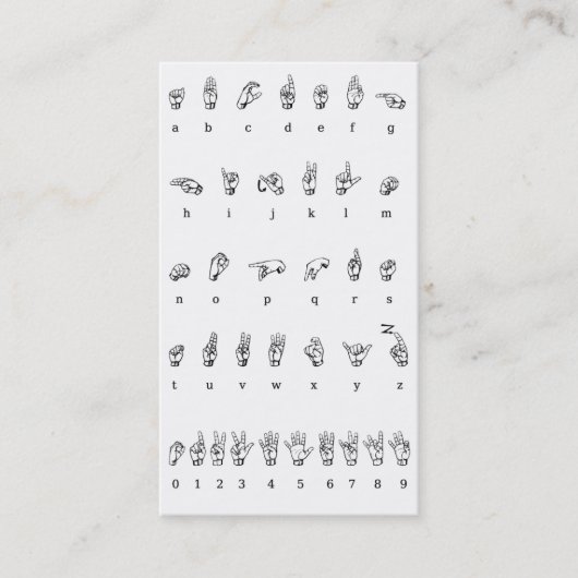 ASL, Signature Language Business Card Visitenkarte (Vorderseite)