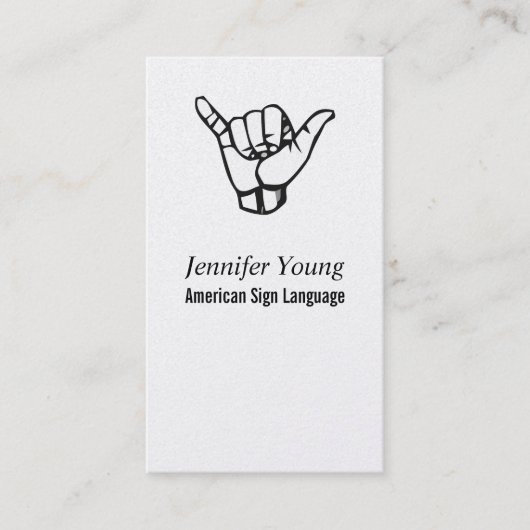 ASL, Signing Language Business Card Visitenkarte (Vorderseite)