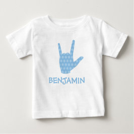 ASL Signing Language I Liebe You Blue Dots Bootnam Baby T-shirt