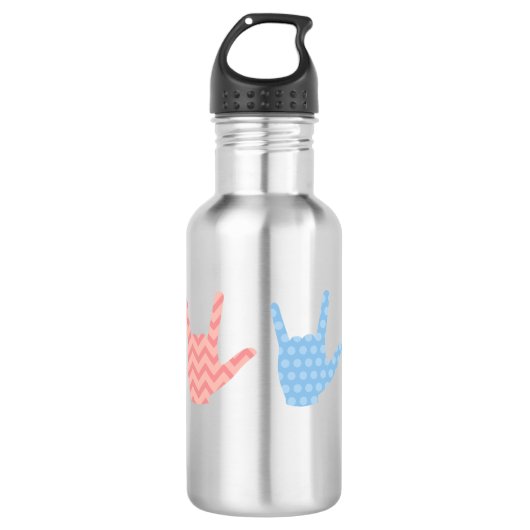 ASL Signsprache I Liebe Sie mit Muster Design Edelstahlflasche (Vorderseite)